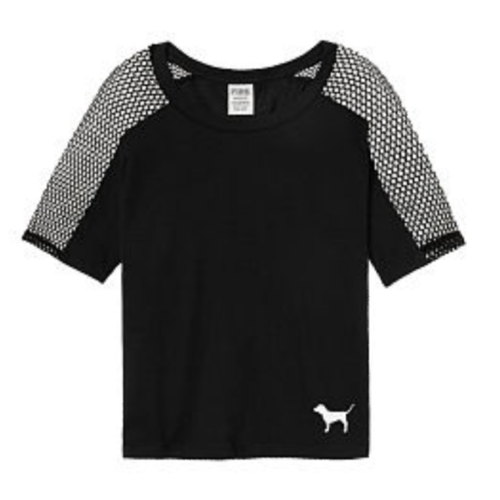 PINK Mesh Crew Top